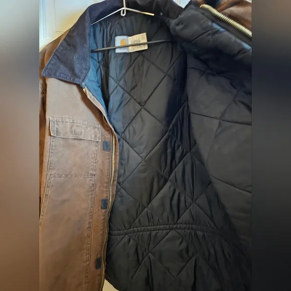 Vintage 90's Carhartt Duck Canvas Jacket Quilt Lined C26CHT Chocolate 3XL - Picture 4 of 8